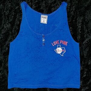 PINK Victoria's Secret XS Texas Rangers Cropped Blue Tank Top